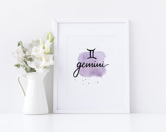 8"x10" Digital Download Hand Lettered Customizable Zodiac Prints