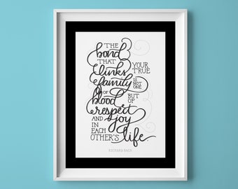 5"x7" Digital Download Hand Lettered Custom Print — Richard Bach Quote
