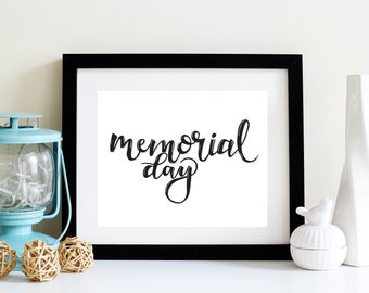 10"x8" Digital Download Hand Lettered "Memorial Day"