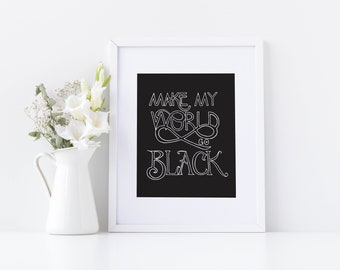 8"x10" Digital Download Hand Lettered Country Lyrics Print — "Black" - Dierks Bentley