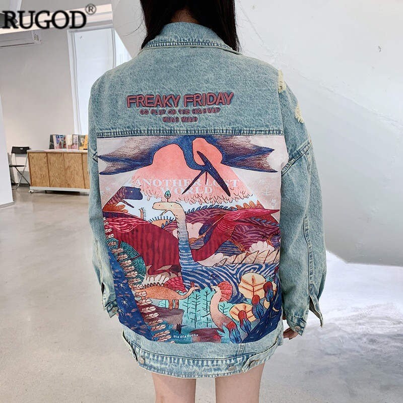 Cartoon shop jean jacket