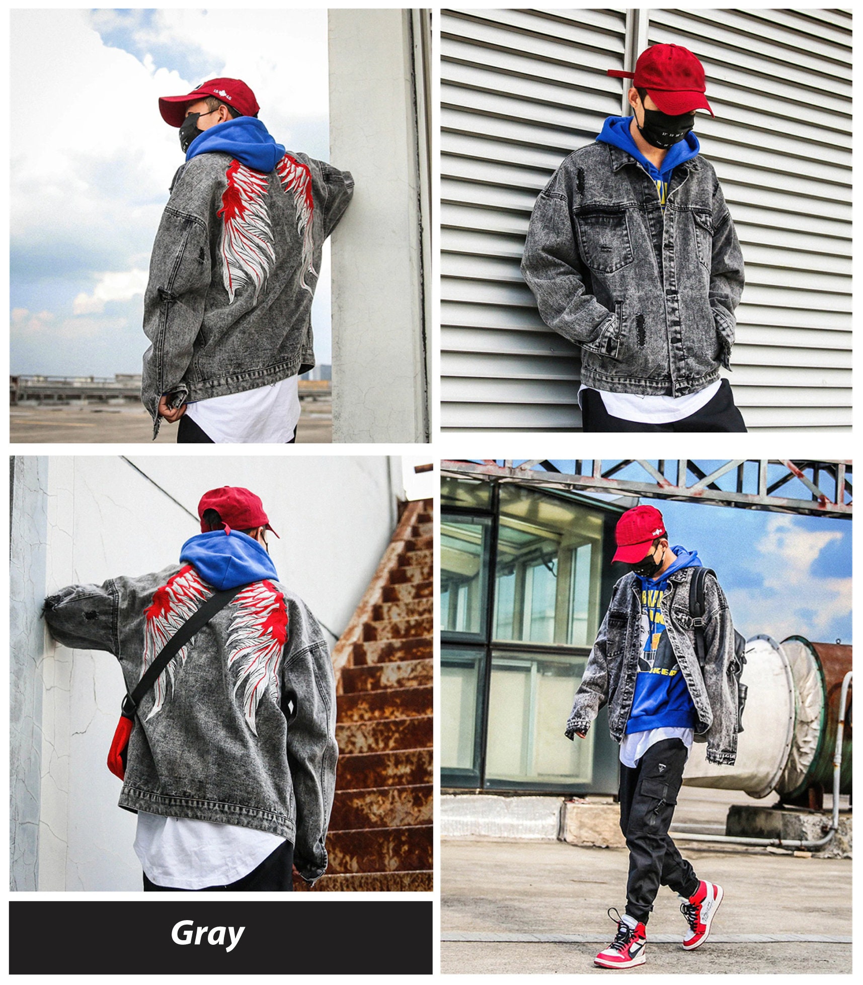 JK-11139 Hip Hop Men Brand Black Hole Distressed Denim Jackets - Etsy