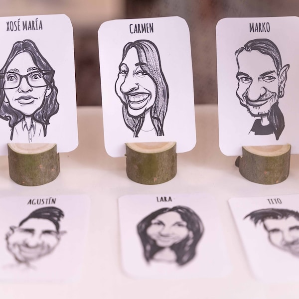 Sitzplan // Hochzeitsgeschenke // Hochzeitsgeschenke für Gäste // Hochzeitsgastgeschenk / Karikaturen vom Foto / Personalisiertes Geschenk / Karikatur
