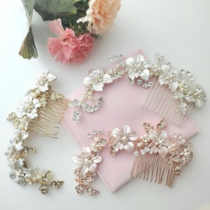 Bridal hair comb rose gold floral wedding comb wedding Hair accessory Bridal hair piece wedding hair