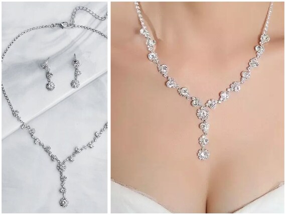 Charming Gold Sterling Silver Rhinestone Prom Necklaces 2023 Accessories