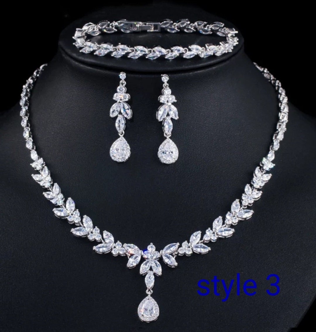Silver necklace set for wedding Clearance