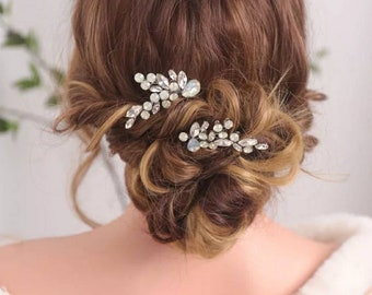 Minimalist Small Bridal Hair Comb Opal Crystals Wedding Hair Comb, Bridal Hair Accessories For Brides Wedding Hairpiece Wedding Headpiece