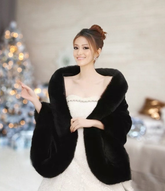 Faux fur wedding jacket cheap