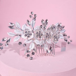 Floral Bridal Hair Comb Wedding Hair Accessories Bridal Hair Comb Rose Gold Comb Silver Hair Comb Hair pin Matching Bridesmaids Hair pin