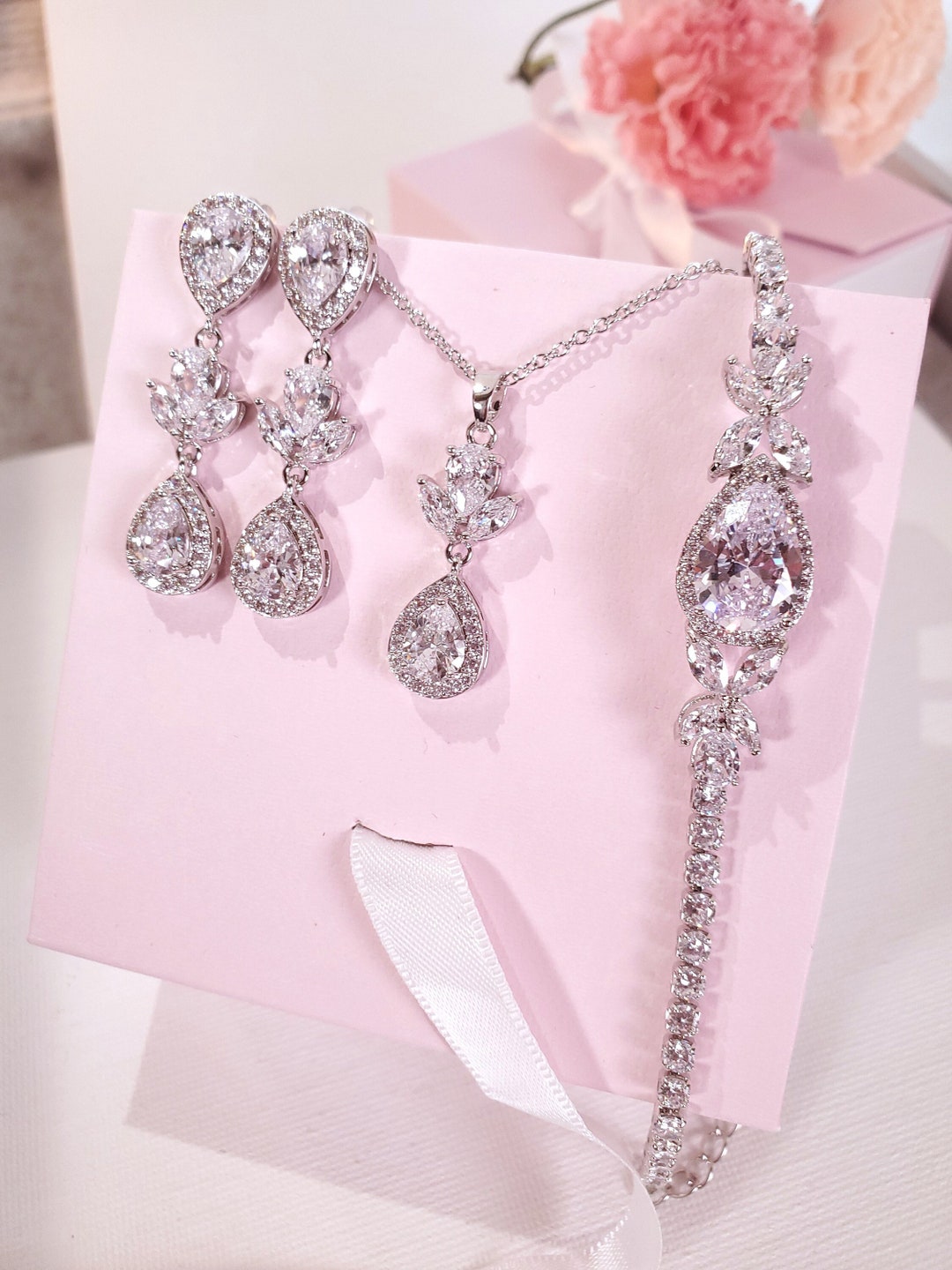 Bridal Jewelry Set Bridal Accessories Earrings Necklace Set Etsy