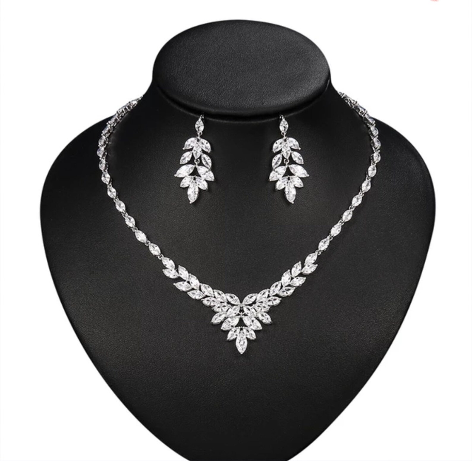 Bridal Necklace Set Wedding Jewelry Silver Bridal Jewelry Set Etsy