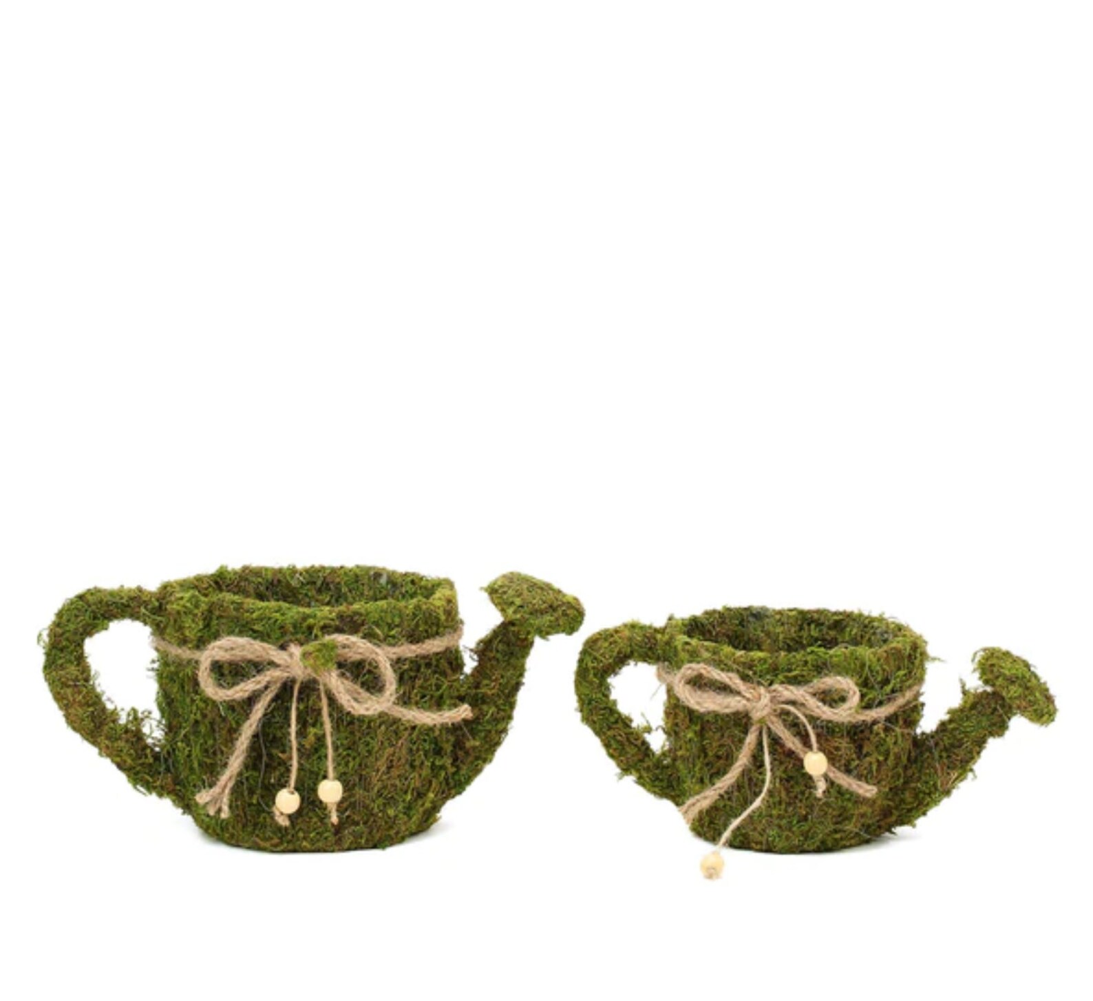 Moss Planter Preserved Moss Watering Can Planter Box With Natural Braided Twine Bow 11 & 10 Set ...