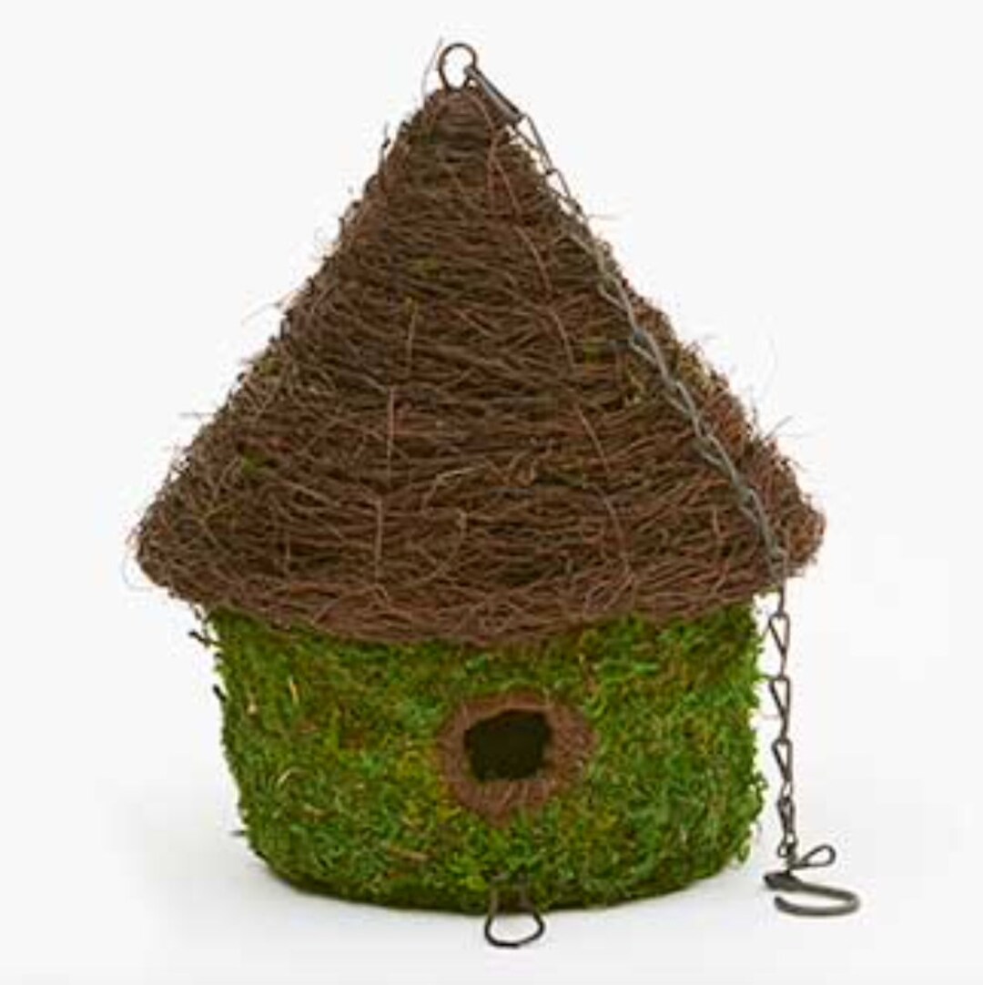 14 Moss Bird House Bungalow Fresh Green Color Medium 9x9x14 Etsy