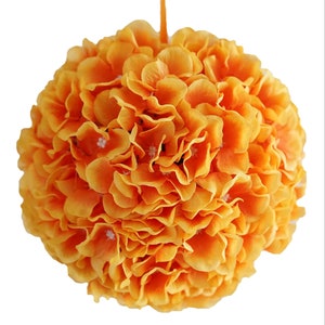 Faux Centerpiece Hanging Prop DIY Project Decoration Back Drop Decor 7" Orange Artificial Silk Hydrangea Kissing Flower Balls Pack of 4