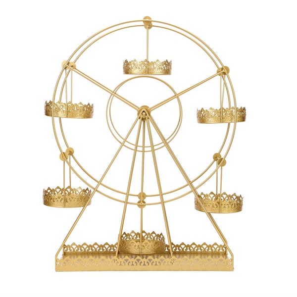 Party Decor Table Top Arrangement Decoration Display Gold Metal Large Rotating Ferris Wheel Cupcake Stand Dessert Holder 23"