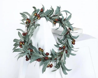 Faux Garland 3.5ft Frosted Green Artificial Olive Branch Garland Vine Faux Olives