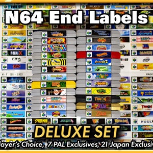 N64 Cartridge Top End Labels DELUXE SET - Entire US Library + Variants + Player's Choice & Other Extras