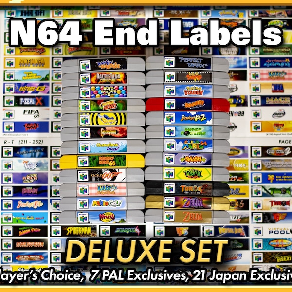 N64 Cartridge Top End Labels DELUXE SET - Entire US Library + Variants + Player's Choice & Other Extras