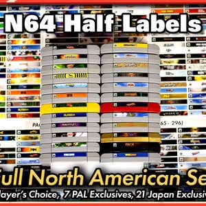 N64 "Half Width" End Labels - Entire US Library + Variants + Player's Choice & Extras