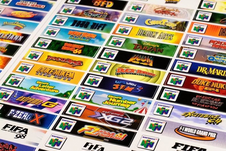 N64 Cartridge Top End Labels DELUXE SET Entire US Library Etsy