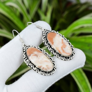 Moss Agate Earring , 925 Sterling Silver Earrings , Moss Agate Dangle Earring , Handmade Earrings , Natural Gemstone Earrings , Gift For Her