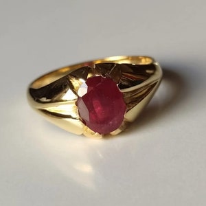 Natuurlijke AAA-robijnedelsteen, 925 sterlingzilveren ring, Birtstone-ring voor herensieraden, huwelijkscadeau voor heren, echte sieraden, ring in alle maten