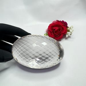 Ct  2315 Top Quality faceted  Egg&quot; Natural Crystal Decorator - Madagascar -   clear egg 94X60MM