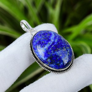 Lapis Lazuli Pendant 925 Sterling Silver Pendant Real Gemstone Pendant Handmade Vintage Jewelry Valentine&#39;s Day Gift Lapis Lazuli Jewelry