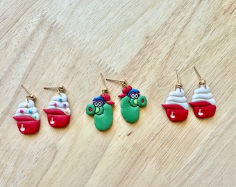 Phillies Polymer Clay Earrings | Phanatic, Ice Cream Helmet