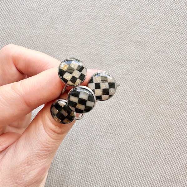 Checkered Ring | Polymer Clay Ring