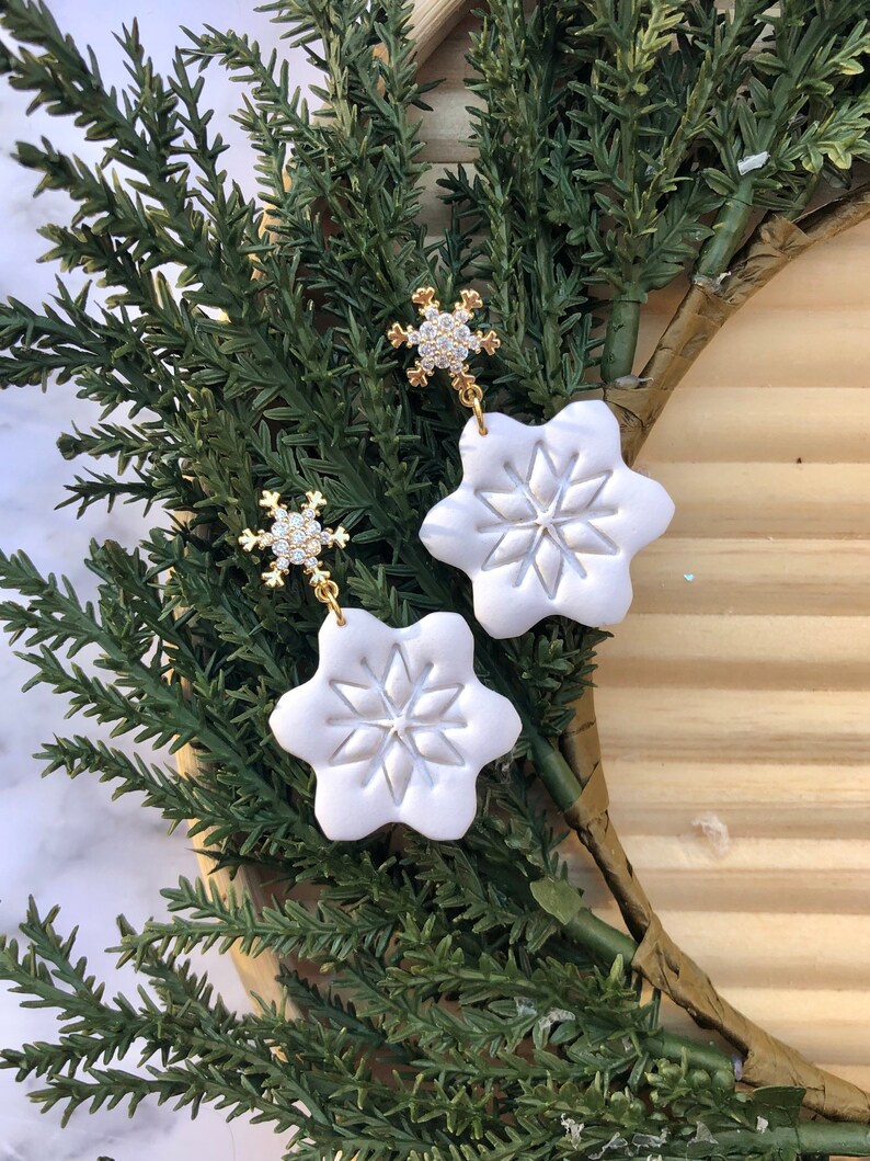 Snowflake Earrings  Snowflake Jewelry  Christmas Earrings  image 1