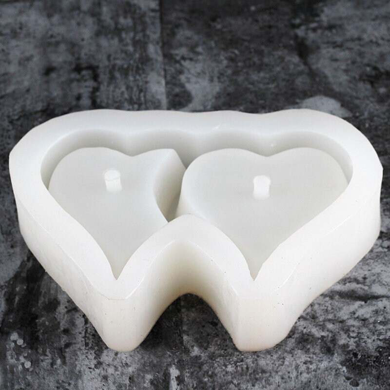 Double Heart Shape Silicone Concrete Mold for Handmade Etsy