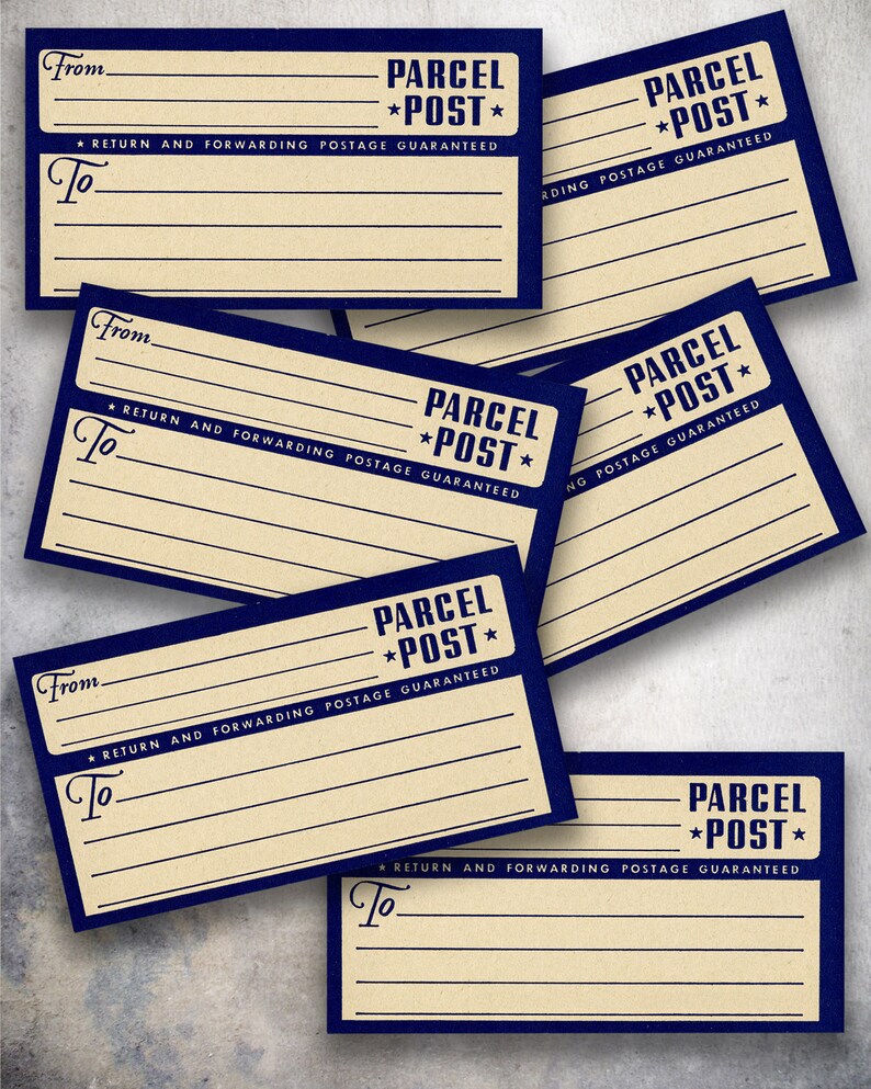 6 blank parcel post labels vintage printable postal box etsy
