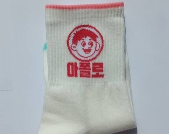 Old school Korean snack~ Apollo straw candy casual socks, Made in Korea, Korea socks, funny socks, Women's socks
