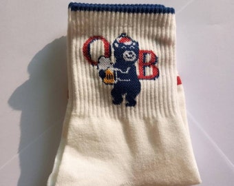OB Beer bear casual socks, Made in Korea, Korea socks, Women's socks