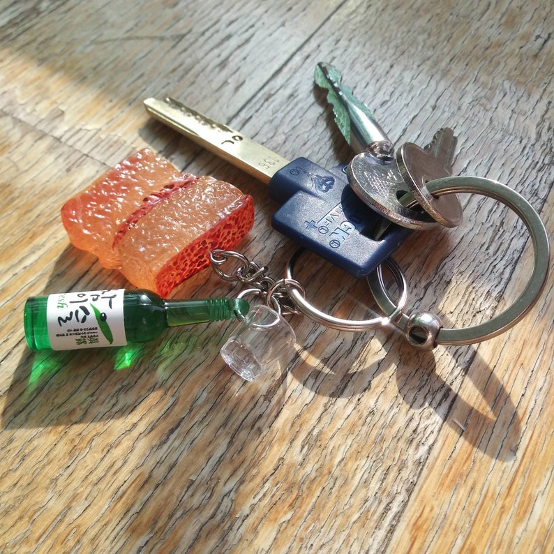SojuKBBQ Korean BBQ keychain Korean soju bottle Etsy