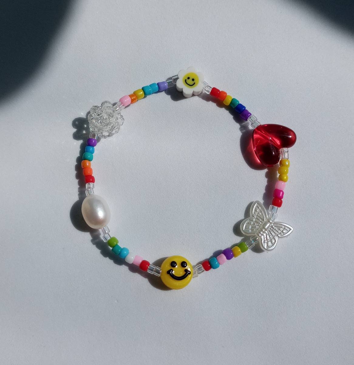 Cute colorful beaded bracelet Smiley face colorful beaded | Etsy