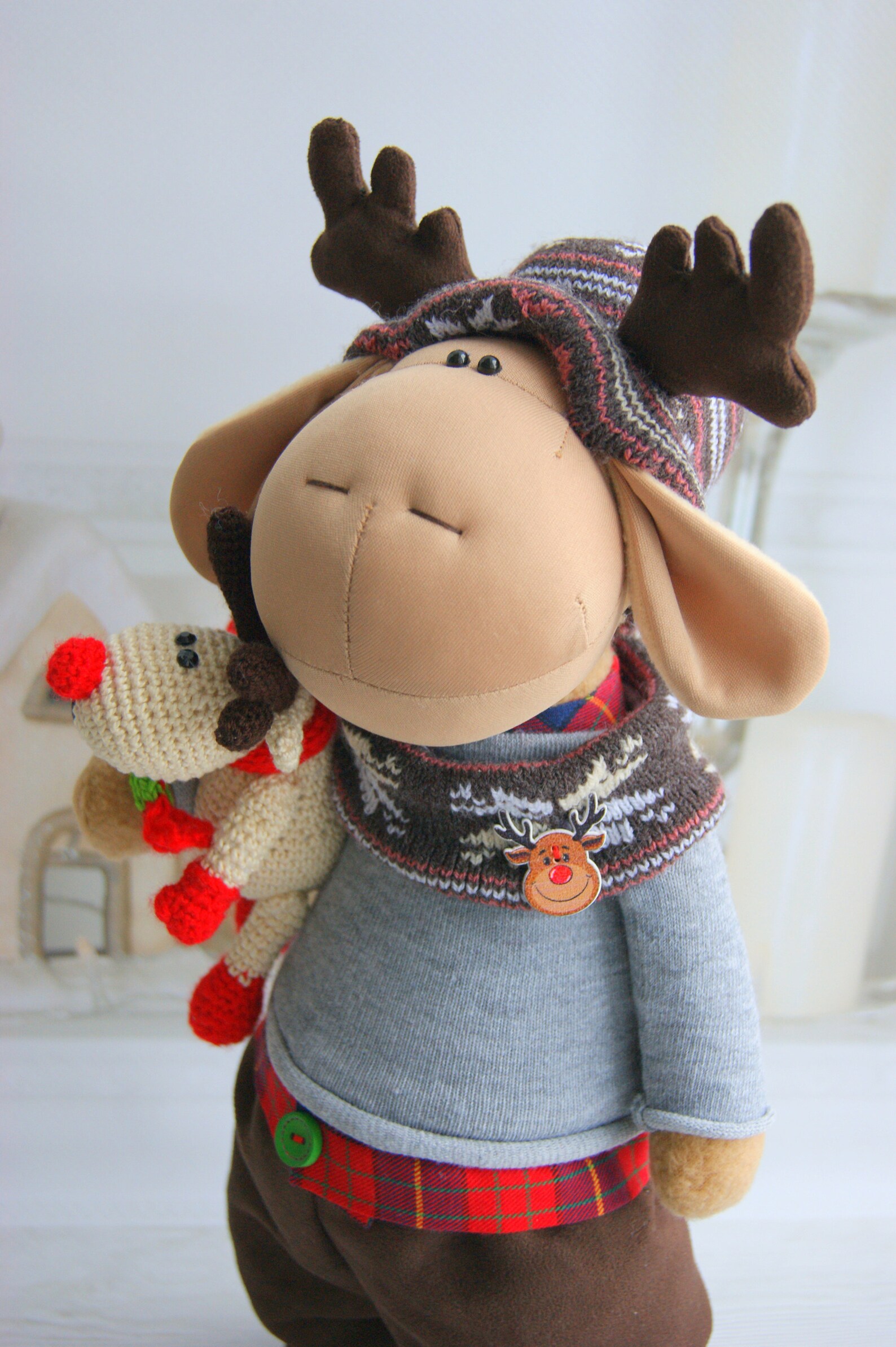 Soft toy elk handmade from fabric Etsy