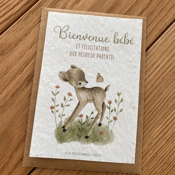 Carte à planter Bienvenue Bébé - Naissance - Papeterie - Carte à pousser - Félicitations