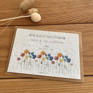 Pflanzbare Dankeskarte für Lehrer - Lehrer - Atsem - Kindermädchen - Kindergarten - Push-Karte - Kind - Briefpapier - Geschenk zum Jahresende - Ökologie