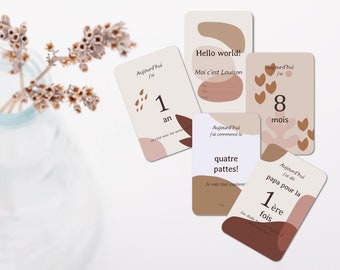 Cartes étapes - Naissance - Bébé - Famille - Grossesse - Souvenir - Papeterie - Ma première année