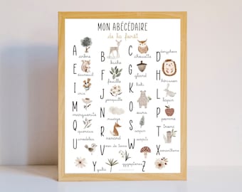 Affiche Abécédaire - cadeau personnalisé - Naissance - Anniversaire - Chambre enfant - Décoration