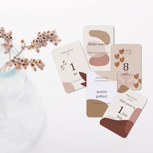 Cartes étapes - Naissance - Bébé - Famille - Grossesse - Souvenir - Papeterie - Ma première année