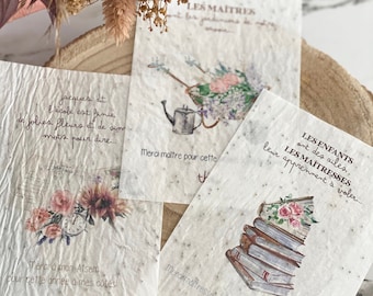 Carte à planter Merci Maître - Maîtresse - Atsem - Carte à pousser - Enfant - Papeterie - Cadeau de fin d'année