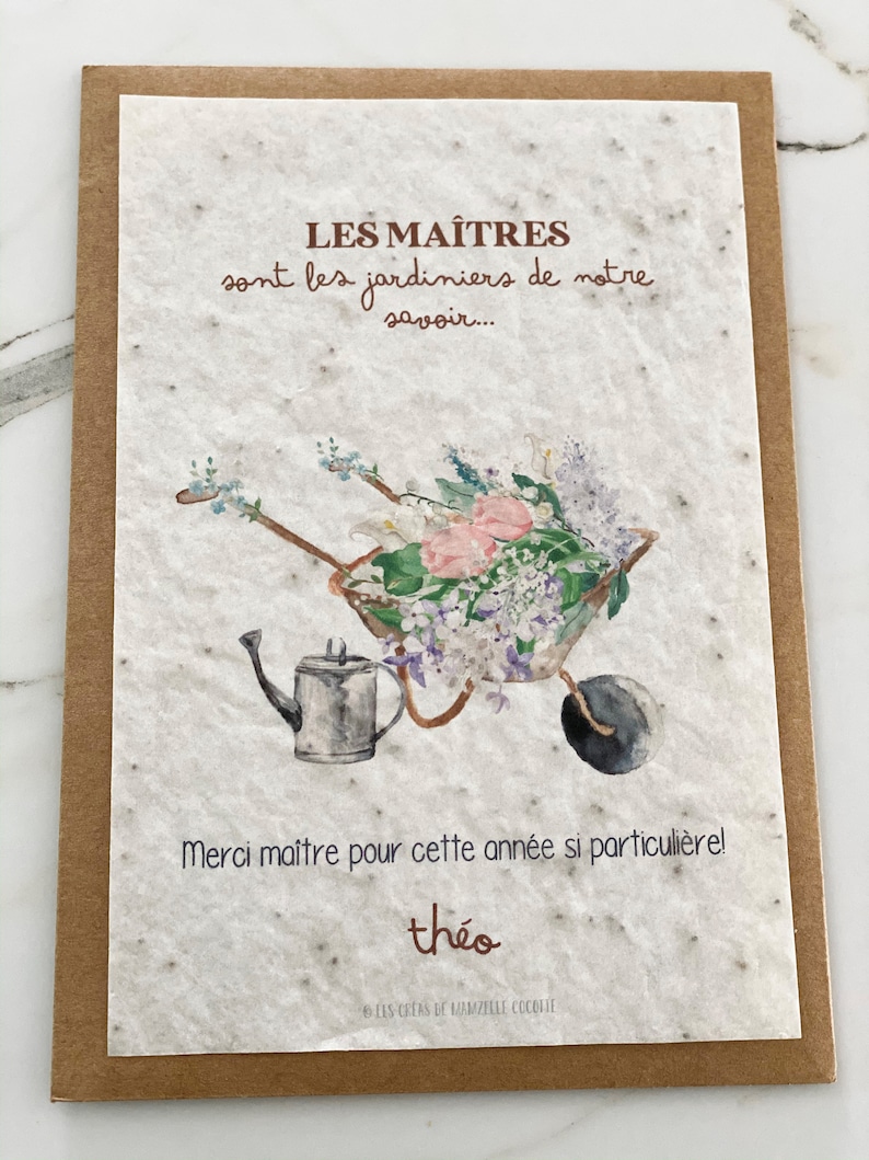 Carte à planter Merci Maître - Maîtresse - Atsem - Carte à pousser - Enfant - Papeterie - Cadeau de fin d'année image 5