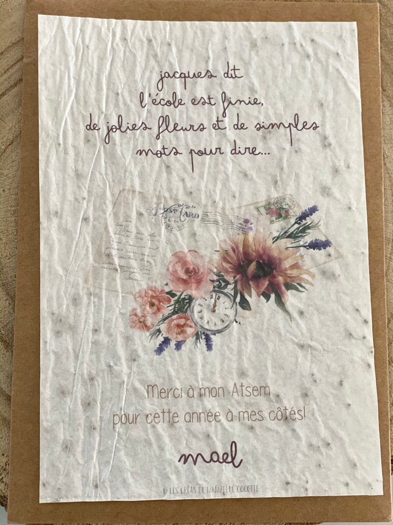 Carte à planter Merci Maître - Maîtresse - Atsem - Carte à pousser - Enfant - Papeterie - Cadeau de fin d'année image 7
