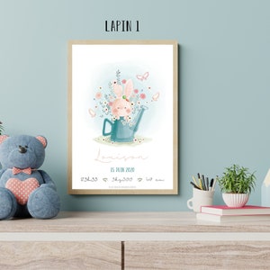 Affiche naissance personnalisée Collection Aquarelle Fille Garçon Cadeau personnalisé Chambre enfant Décoration Affiche bébé image 4