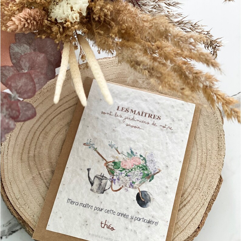 Carte à planter Merci Maître - Maîtresse - Atsem - Carte à pousser - Enfant - Papeterie - Cadeau de fin d'année image 4