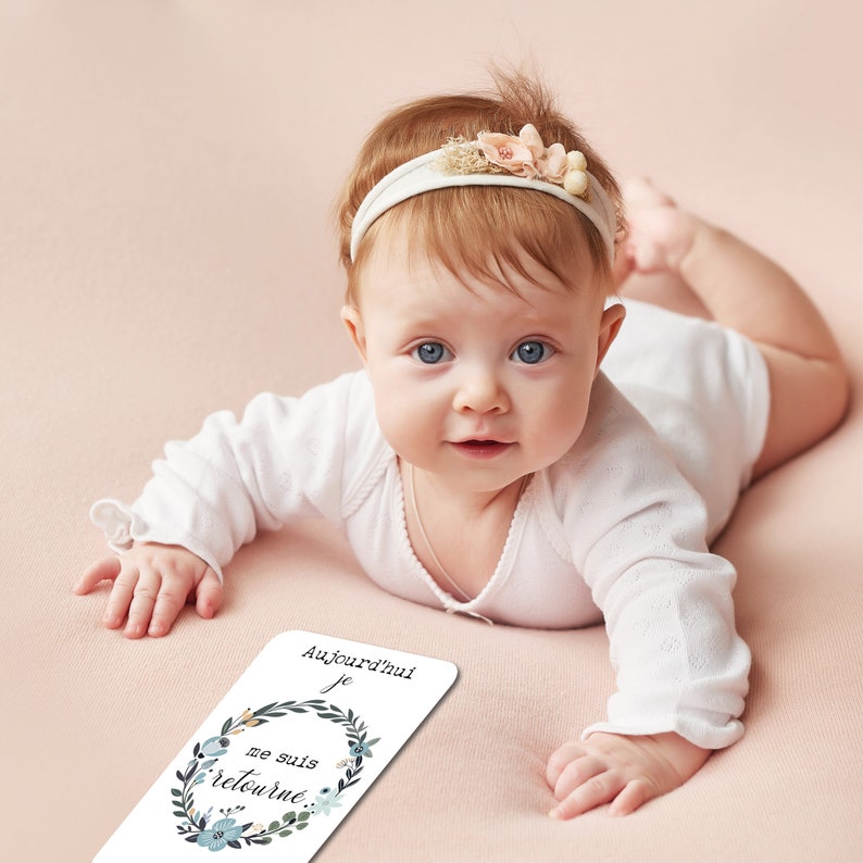 Milestone cards Birth Flowers Baby Flower crown Family Pregnancy Souvenir Stationery My first year image 3