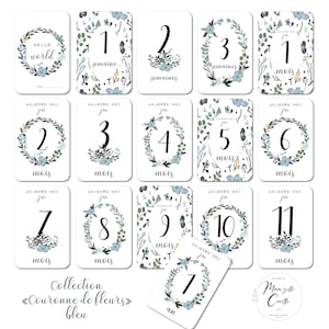 Milestone cards Birth Flowers Baby Flower crown Family Pregnancy Souvenir Stationery My first year image 7